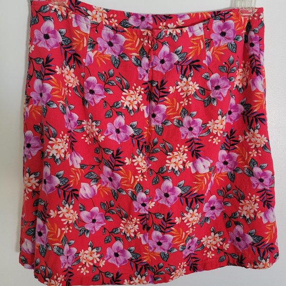 Mi Ami by Francesca's Lori Floral Side Button Mini Skirt Coral - Picture 4 of 10